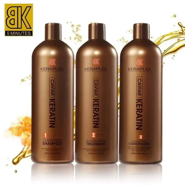 BKBK Kera plex Caviar Brazilian Keratin Hair Treatment Shampoo Sulfate Free Conditioner 3in1 Set