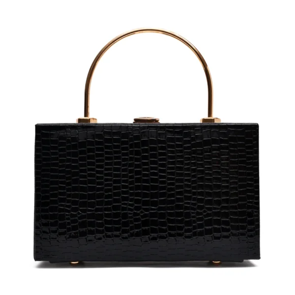 Crocodile Box Clutch (Black) - Image 2