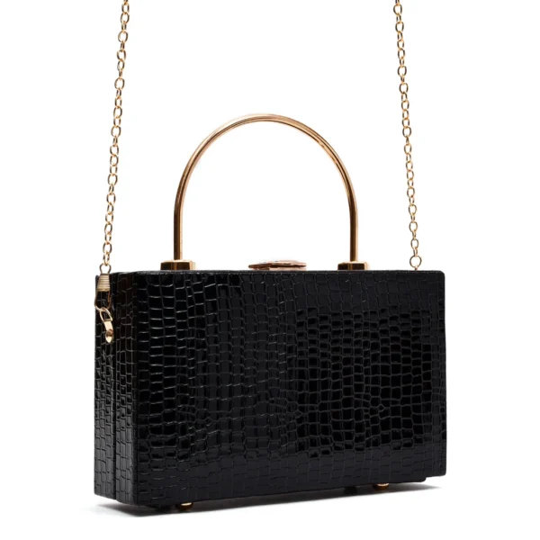 Crocodile Box Clutch (Black) - Image 3