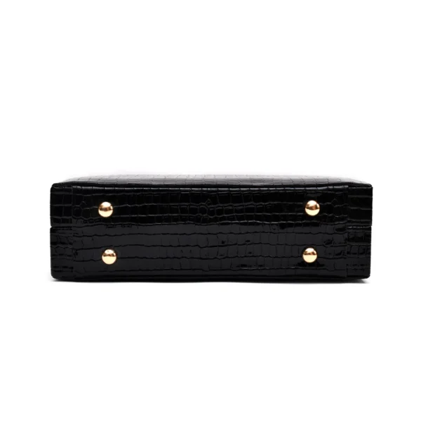 Crocodile Box Clutch (Black) - Image 5