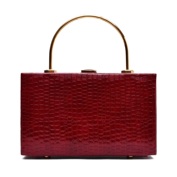 Crocodile Box Clutch (Maroon) - Image 6