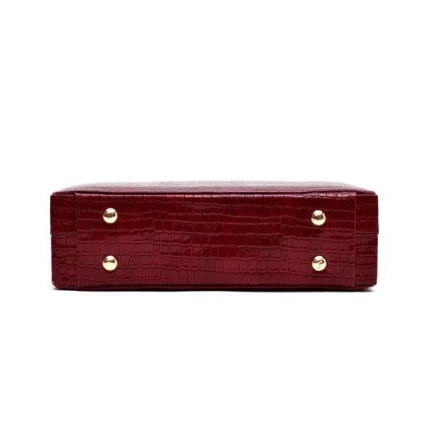 Crocodile Box Clutch (Maroon) - Image 5