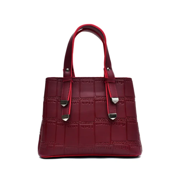 Crocodile Textured Handbag (Maroon) - Image 6