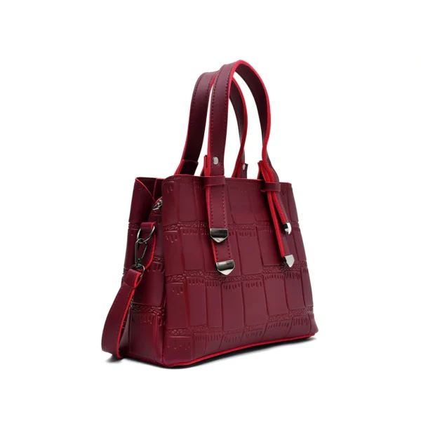 Crocodile Textured Handbag (Maroon) - Image 3