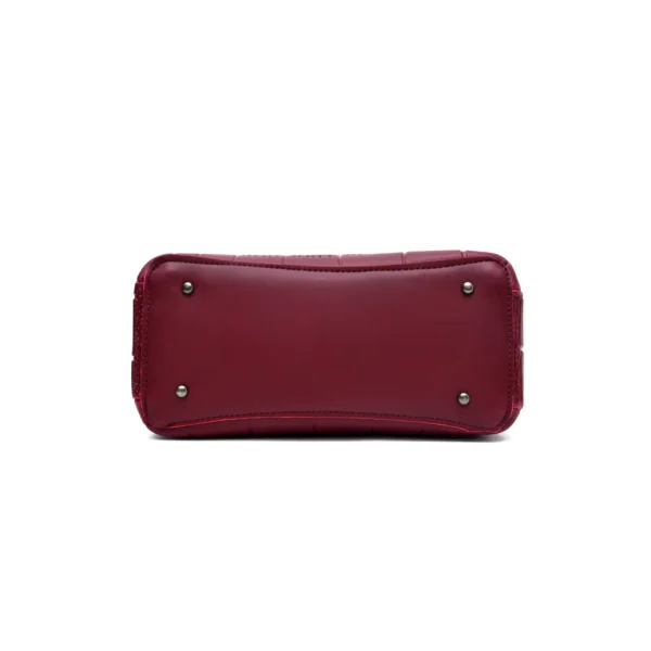 Crocodile Textured Handbag (Maroon) - Image 5