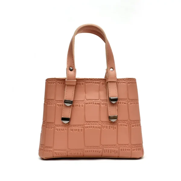 Crocodile Textured Handbag (Pink) - Image 6