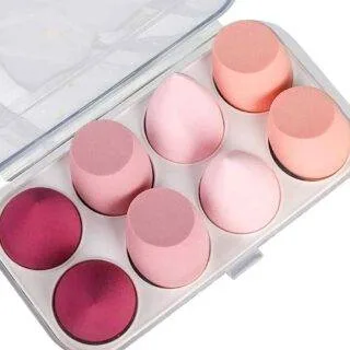 Makeup Sponge Set Flawless Cover Sponges Makeup Sponges Beauty Blender Cosmetic Tool for Liquid Foundation BB Cream (8pcs, Pink Series)