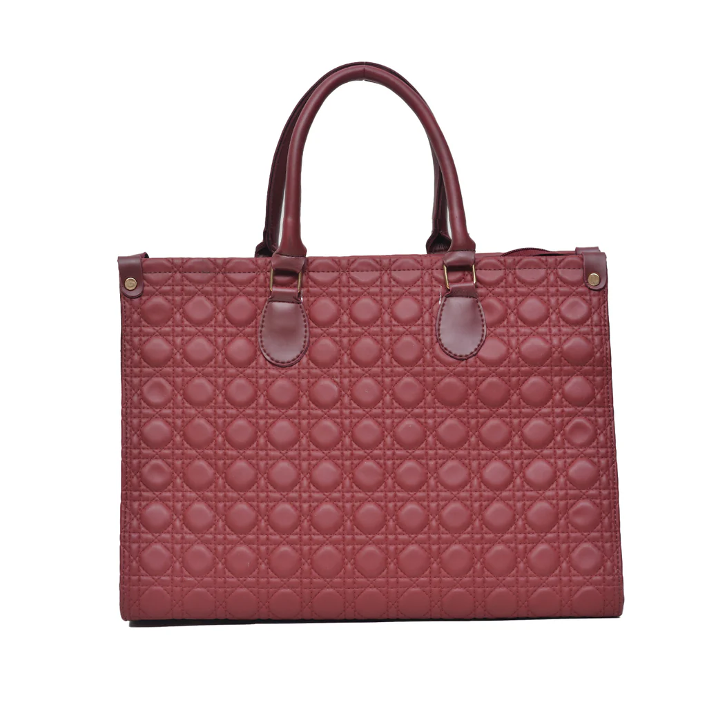 Oversized Structured Tote Bag (Maroon) - Image 6