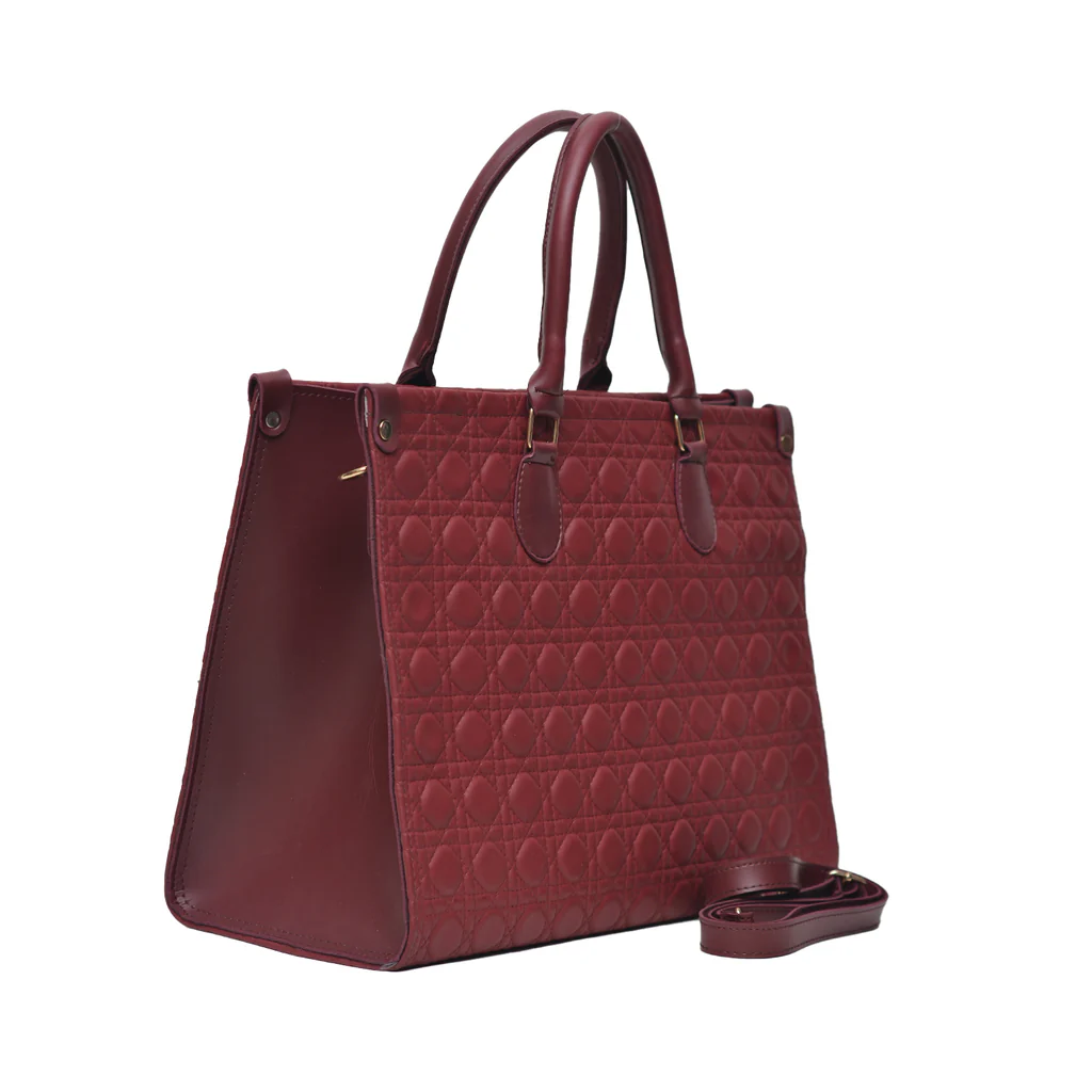 Oversized Structured Tote Bag (Maroon) - Image 3