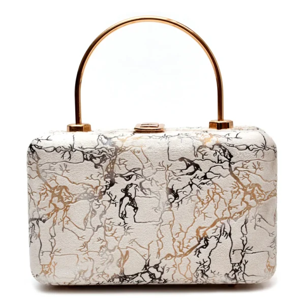 Velvet Women Wood Box Clutch (White) - Image 6